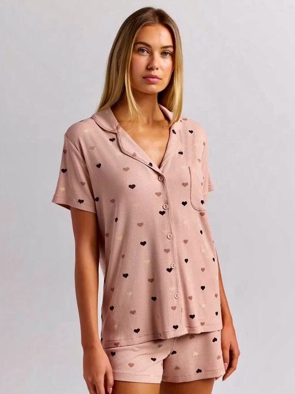 Skims soft lounge, short sleep set mini heart NWT